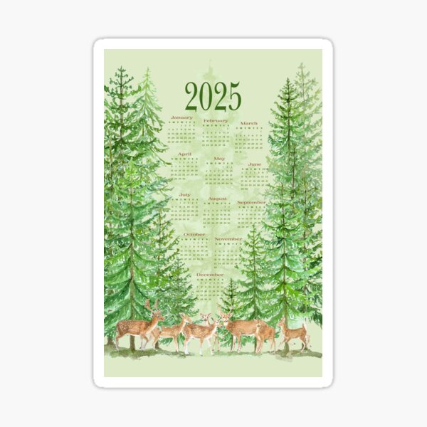 Spotted Deer in the Forest Calendar 2025 Sticker