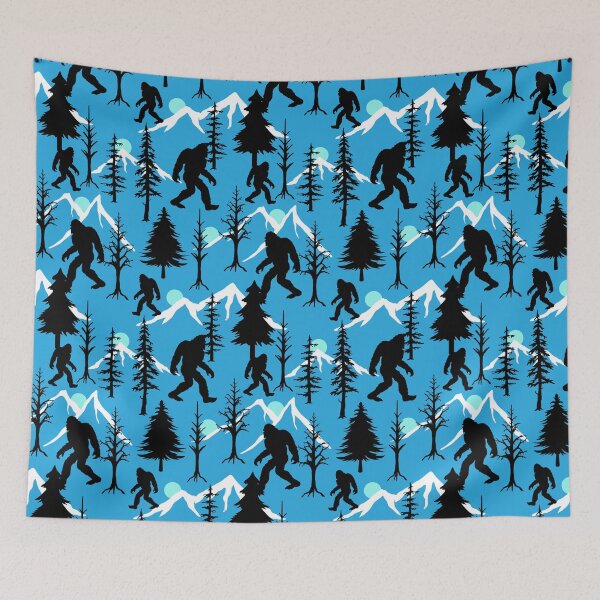 Item preview, Bigfoot Hiding in Winter Forest Trees Pattern designed and sold by HotHibiscus.
