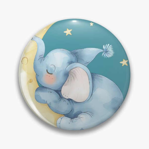Artikelvorschau, Schlafendes Elefantenbaby auf dem Mond - Aquarellkunst entworfen und verkauft von EmiBarDesign.