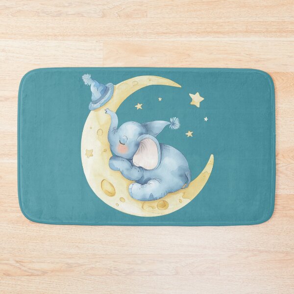 Item preview, Sleeping Baby Elephant on the Moon - Watercolor Art designed and sold by EmiBarDesign.