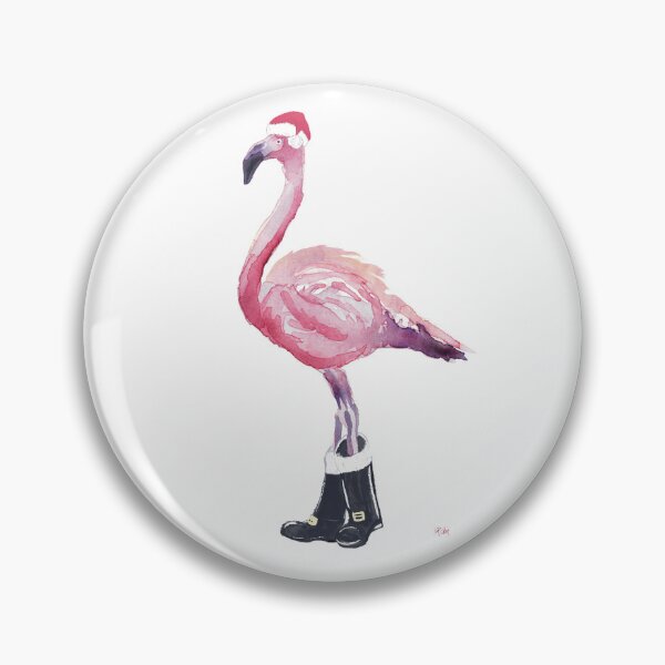 Item preview, Christmas flamingo in santa hat and fur trim boots designed and sold by DReneeWilson.
