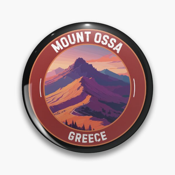 Item preview, Mount Ossa in Greece Retro Art Travel Badge designed and sold by MaateoDesign.