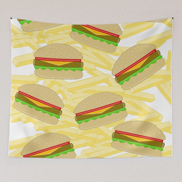 Item preview, Cheeseburgers And French Fries Fast Food Take Out Pattern designed and sold by Sartoris Art.