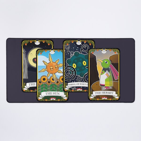 Item preview, Poke Tarots - Moon, Sun, Wheel of Fortun and Hermit designed and sold by AndreSimplePoly.