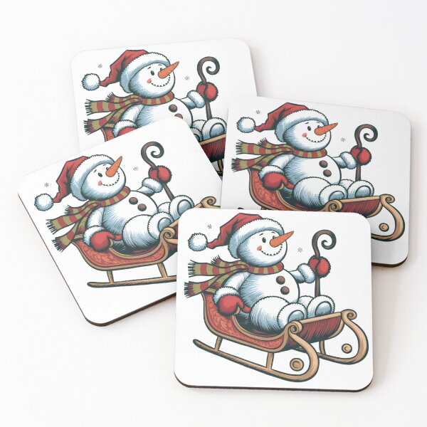 Item preview, Snowman on a Festive Sleigh with Scarf and Cane designed and sold by lubushop1.