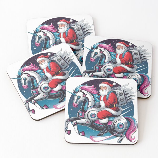 Item preview, Santa on a Futuristic Robotic Unicorn designed and sold by AIARTIST1.