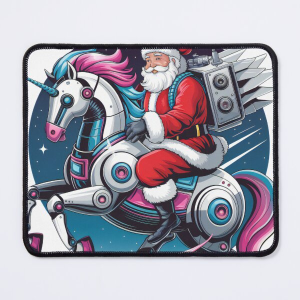Item preview, Santa on a Futuristic Robotic Unicorn designed and sold by AIARTIST1.