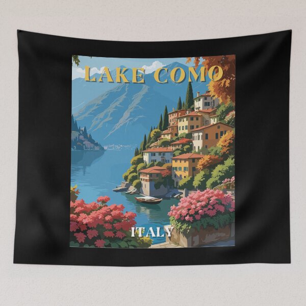 Item preview, Paisaje de viaje de arte retro del lago Como en Italia designed and sold by MaateoDesign.