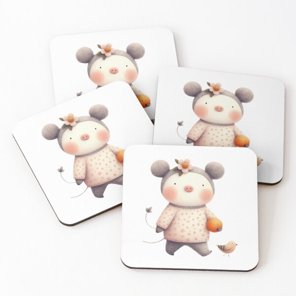 Item preview, soft watercolor cute funny pig wears a polka dot sweater designed and sold by ideandesign.