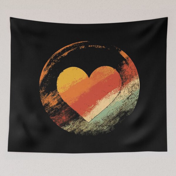 Item preview, Colorful Heart Artwork with Vintage Retro Grunge Style designed and sold by MOONE FLOWER.
