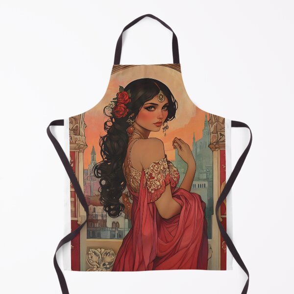 Item preview, Elegant lady in red dress with sunset city backdrop designed and sold by Artessie.