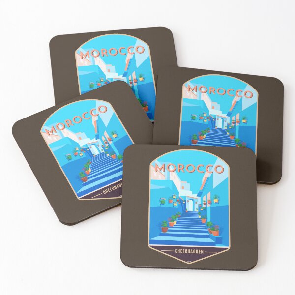 Item preview, Chefchaouen Morocco Retro Travel Poster Sticker T-Shirt 01 designed and sold by LocationInks.