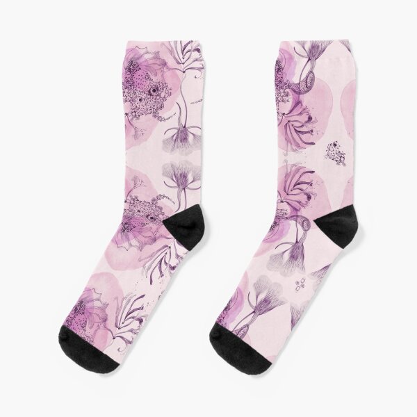 Des coquillages et de fleurs violet Chaussettes