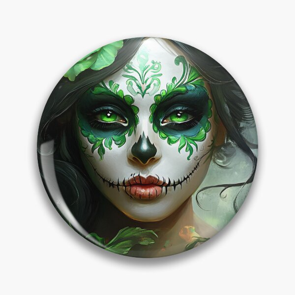Item preview, Mysterious woman with vibrant Day of the Dead makeup designed and sold by Artessie.