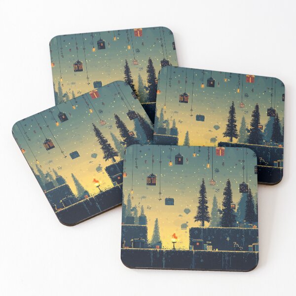 Item preview, Pixelated Forest Wonderland With Floating Gifts designed and sold by landletsy.