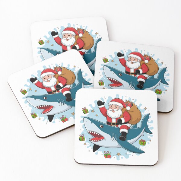 Item preview, Santa Riding a Shark with Holiday Gifts designed and sold by lubushop1.