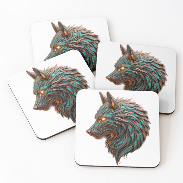 Item preview, Fierce Copper Turquoise Wolf Emblem designed and sold by RebelPaintBrush.