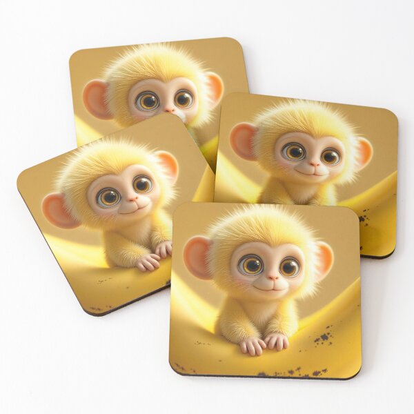 Item preview, Adorable yellow monkey on a banana designed and sold by ArtBoom73.