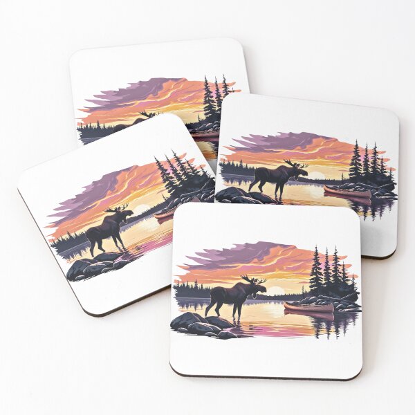 Item preview, Colorful Lake Sunset with a big Moose designed and sold by WayoftheWater.