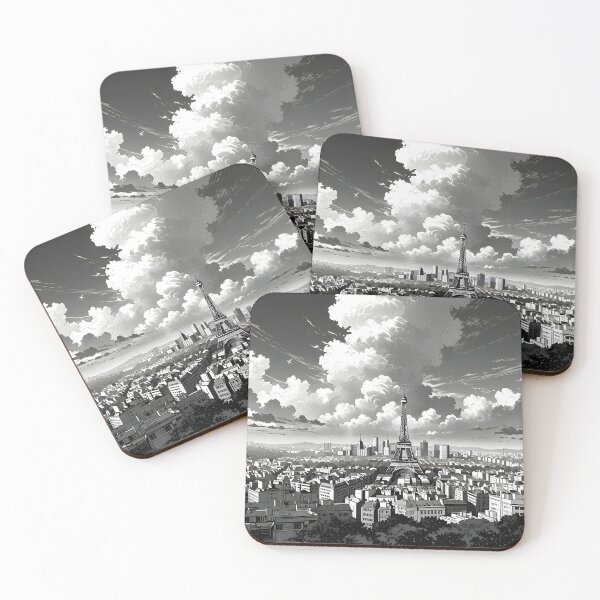 Artikelvorschau, Atemberaubende monochrome Skyline von Paris entworfen und verkauft von ArtsyWishesShop.