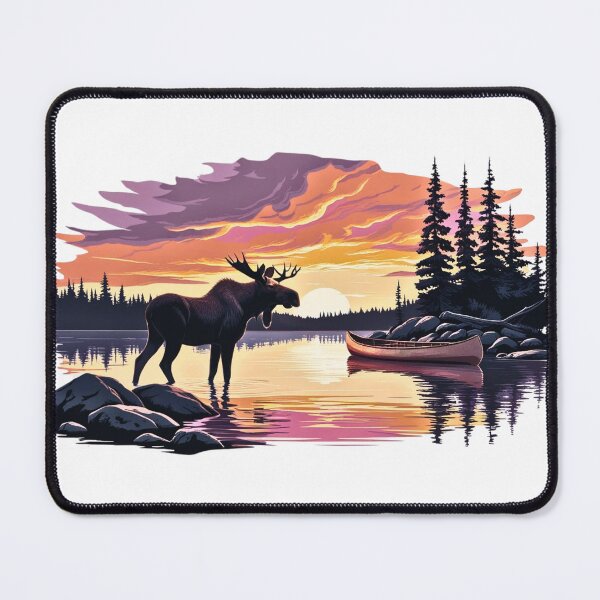 Item preview, Colorful Lake Sunset with a big Moose designed and sold by WayoftheWater.