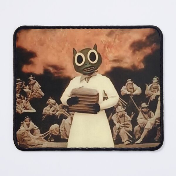 Item preview, Cat-Faced Figure Amidst a Surreal Battlefield designed and sold by landletsy.