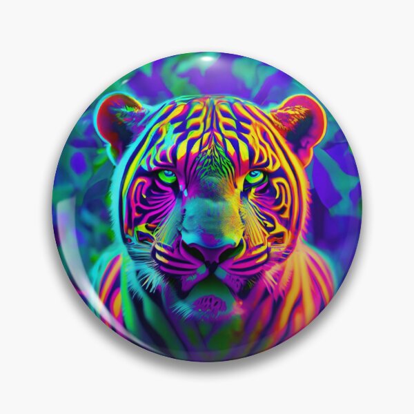 Artikelvorschau, Psychedelische Tigerkunst - Lebendige Neon-Wandbilder, Poster, T-Shirts und Wohndekor entworfen und verkauft von MiHijoDesign.
