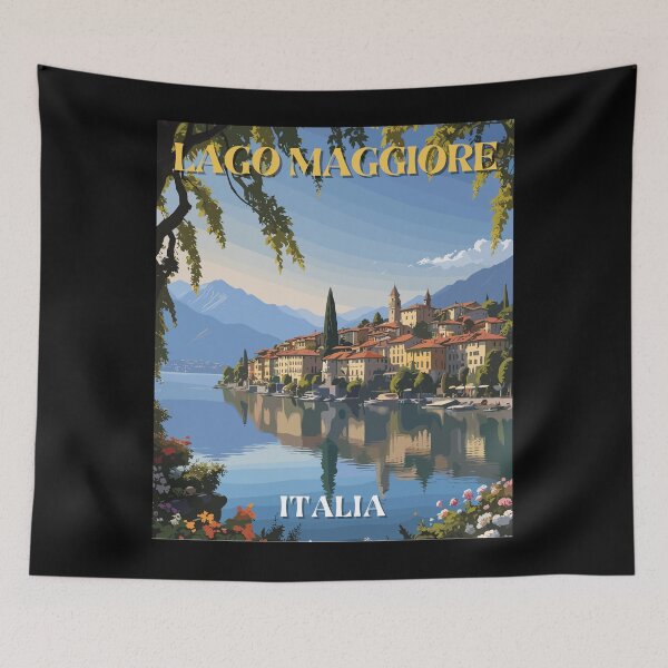Item preview, Lago Maggiore Italia Retro Art Travel Landscape designed and sold by MaateoDesign.