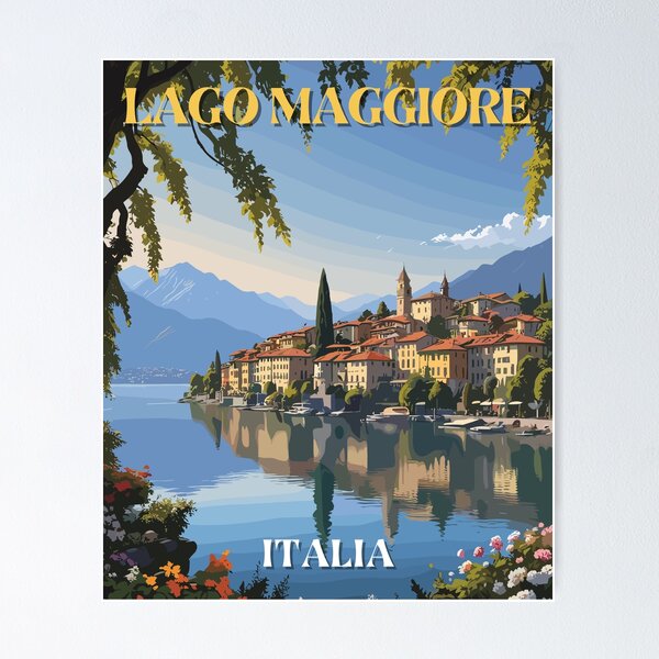 Item preview, Lago Maggiore Italia Retro Art Travel Landscape designed and sold by MaateoDesign.