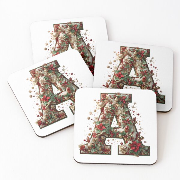 Item preview, Elegant Christmas Printable Letter A Festive Digital Artwork designed and sold by Monascreativeempire.
