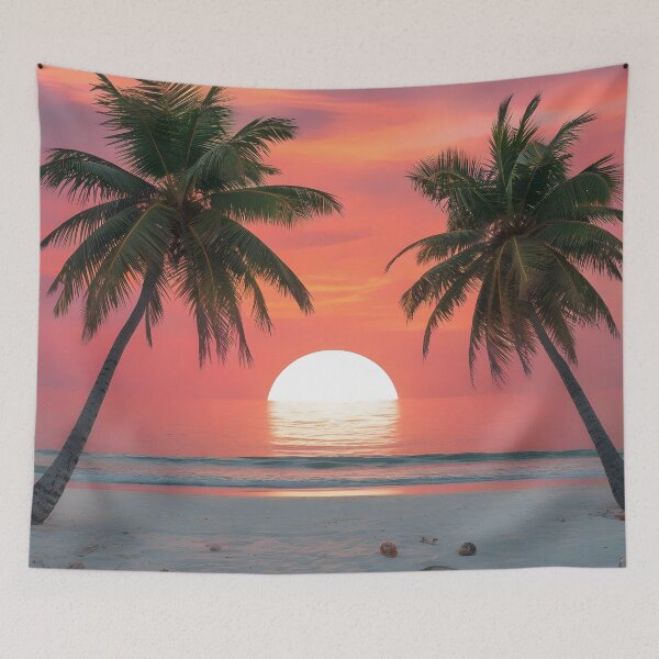 Item preview, two palm trees on the sea beach designed and sold by AA-designstore.