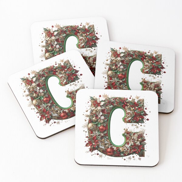 Item preview, Elegant Christmas Printable Letter C Festive Digital Artwork designed and sold by Monascreativeempire.