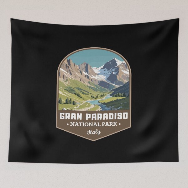 Item preview, Gran Paradiso National Park Italy Retro Art Travel Emblem designed and sold by MaateoDesign.