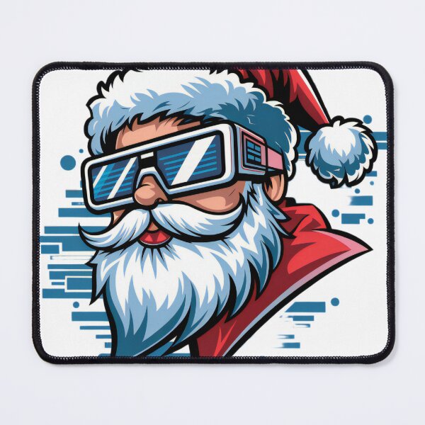 Item preview, Cyber Santa with High-Tech Glasses and Pixel Background designed and sold by lubushop1.