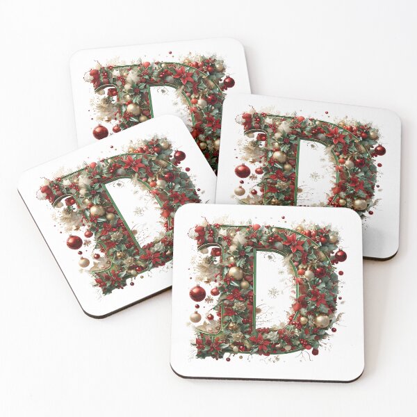 Item preview, Elegant Christmas Printable Letter D Festive Digital Artwork designed and sold by Monascreativeempire.