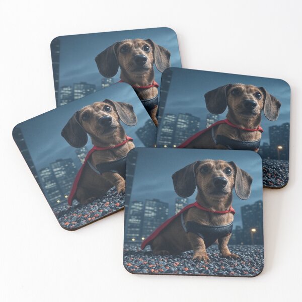 Item preview, Superhero Dachshund: Tiny Hero, Big Bark designed and sold by AIrtisticPrints.
