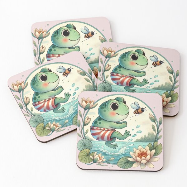 Item preview, Frogcore / Fairycore lovely watercolor illustration, a jumping cute frog designed and sold by coloursforkids.