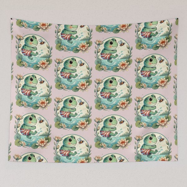 Item preview, Frogcore / Fairycore lovely watercolor illustration, a jumping cute frog designed and sold by coloursforkids.