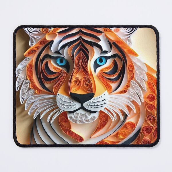 Item preview, Quilled Tiger Wall Art - Unique Paper Quilling Wildlife Decor - Abstract Tiger Art Print - Colourful Tiger Canvas Artwork for Home designed and sold by Monascreativeempire.