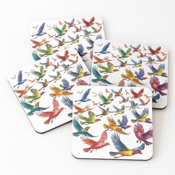 Item preview, Avian Symphony Flight of Fancy Birds in Motion Colorful Flock designed and sold by TolgaSal.