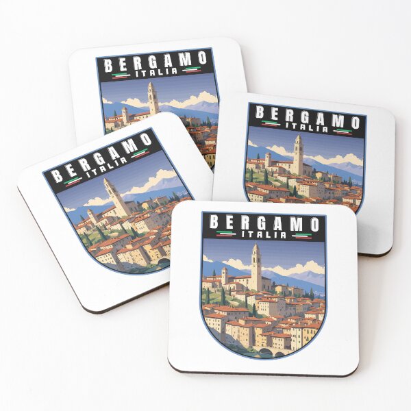 Item preview, Bergamo in Lombardy Italy Retro Art Travel Bagde designed and sold by MaateoDesign.