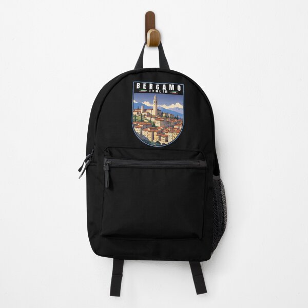 Item preview, Bergamo in Lombardy Italy Retro Art Travel Bagde designed and sold by MaateoDesign.