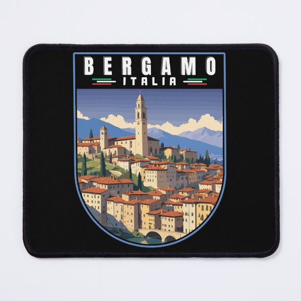 Item preview, Bergamo in Lombardy Italy Retro Art Travel Bagde designed and sold by MaateoDesign.