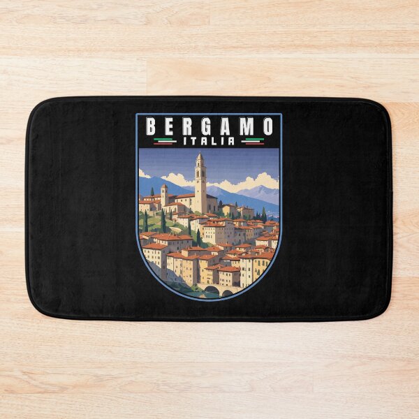 Item preview, Bergamo in Lombardy Italy Retro Art Travel Bagde designed and sold by MaateoDesign.