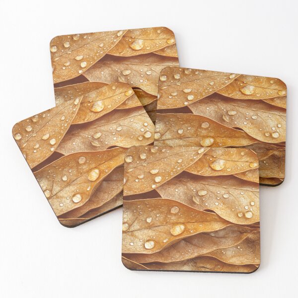 Item preview, Raindrops on textured dried leaves designed and sold by anytka.