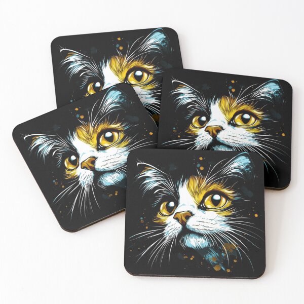 Item preview, Vivid Cat Portrait with Splashes of Bold Colors designed and sold by MOONE FLOWER.