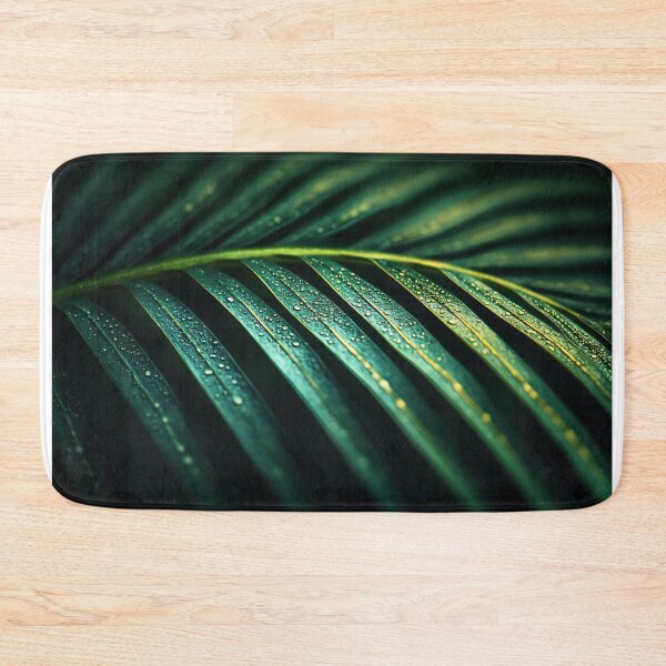 Item preview, Close-up of lush green palm leaf covered in droplets, captured in a vibrant tropical setting after rainfall designed and sold by anytka.