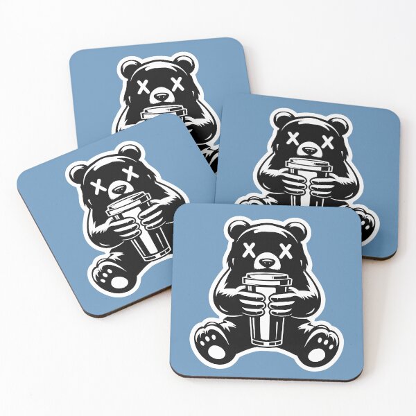 Item preview, BEAR Coffee Fix - Black and White Illustration designed and sold by THEURSAMAJOR.