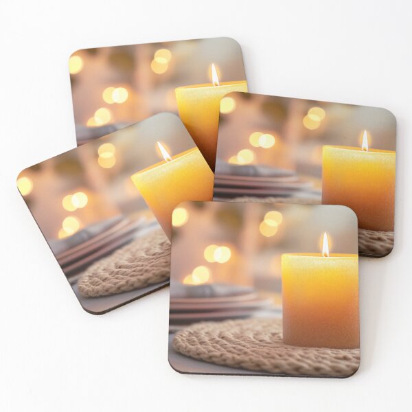 Item preview, Warm candlelight illuminates a cozy dining table with soft bokeh lights in the evening atmosphere designed and sold by anytka.