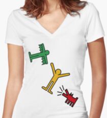 Keith Haring Women's Fitted V-Neck T-Shirt